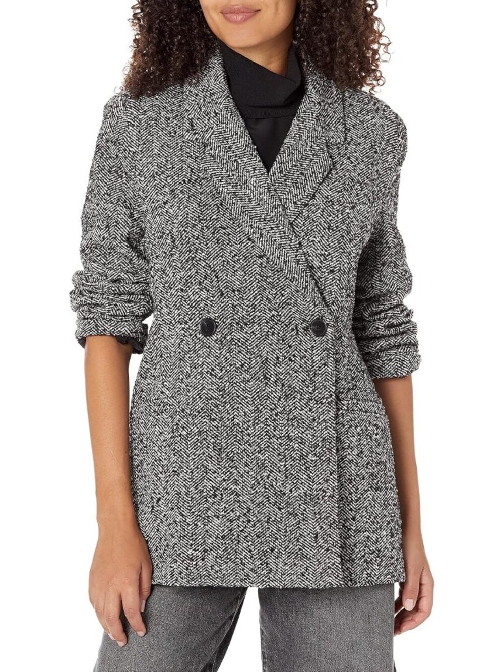 Steve Madden Women's Black Long Sleeve Notch Collar Polyester Stella Blazer